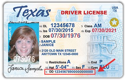 Texas driver’s license audit number FT