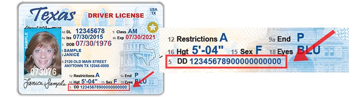 Texas driver’s license audit number Header